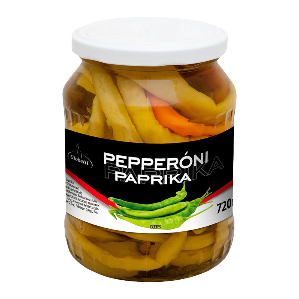 Globetti pepperoni paprika ecetes 720ml, ínycsiklandó csípős íz