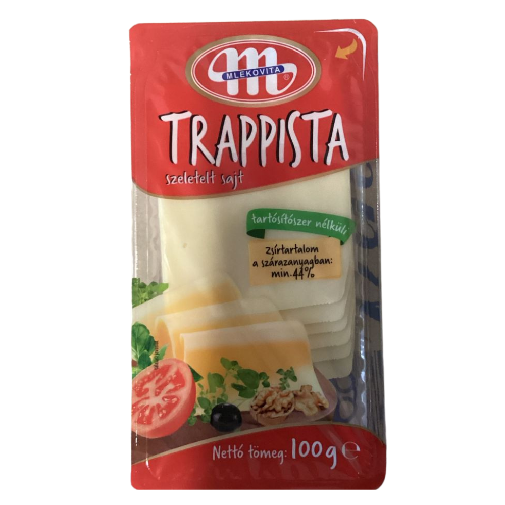 Trappista sajt szeletelt 100g, lágy, krémes íz, tökéletes szendvicsekhez és salátákhoz