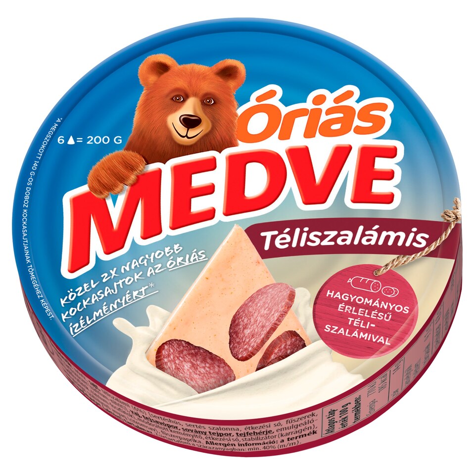 Medve Sajt Téliszalámis 6 darabos – Krémes, füstös ízű sajtkenő finomság.