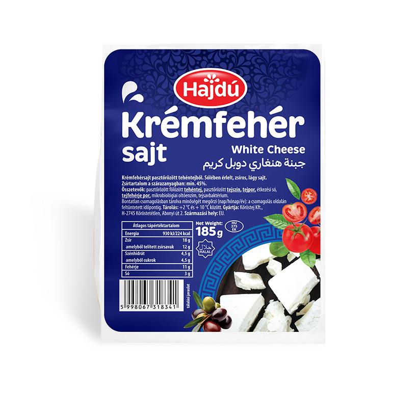 Hajdú Krémfehér sajt 185g csomagolásban