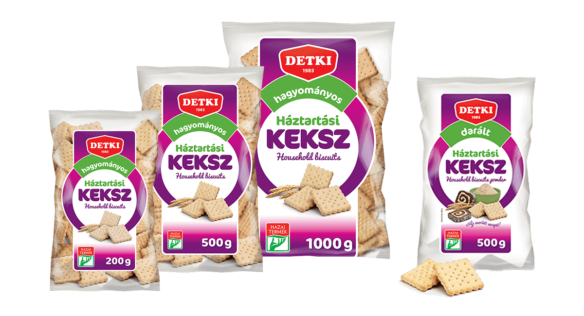 Detki Háztartási Keksz 200 g – ropogós, aranybarna keksz klasszikus ízzel, tökéletes süteményekhez és nassoláshoz.